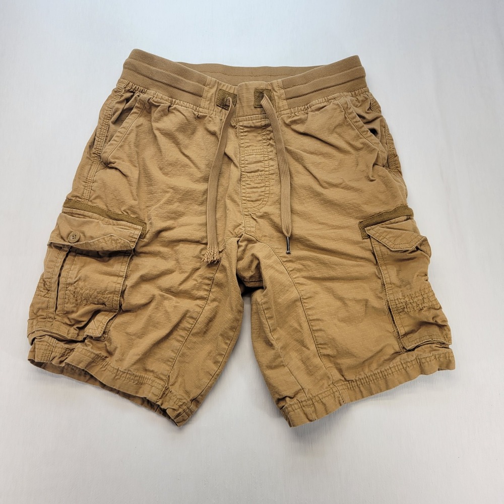 Southpole Cargo Shorts Mens Medium Tan Khaki Elastic Waist Drawstring Utility